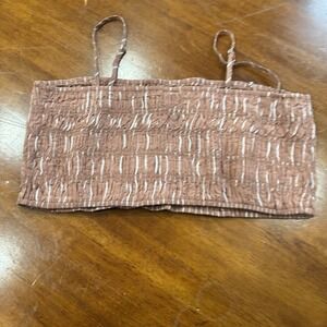 A New Day Brown Ruched Crop Top Spaghetti‎ Straps Women's Size Large